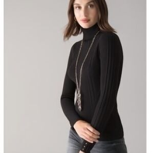 WHBM Black Rib Turtleneck XS